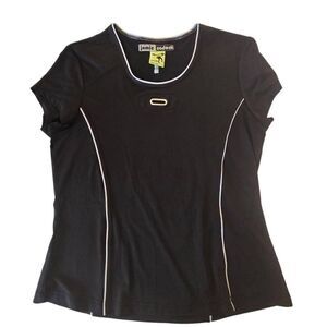 Jamie Sadock Womens Tennis Black Short Sleeve Top Large